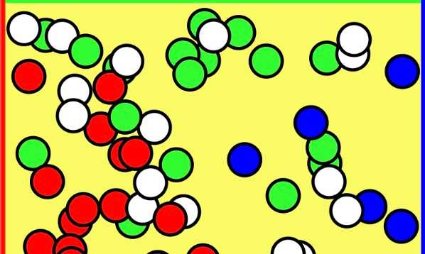 Bouncing balls with color changes and mouse interaction