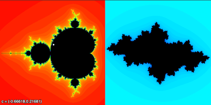 Mandelbrot-Julia sets relationship explorer