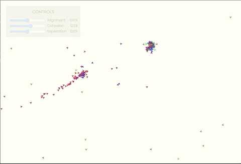 Pixi JS boids with color gradient